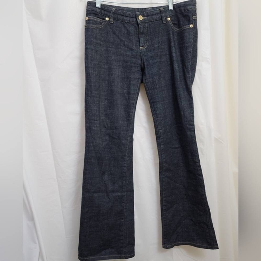 MICHAEL KORS size 6P jeans gold Hardware boot cut dark washout